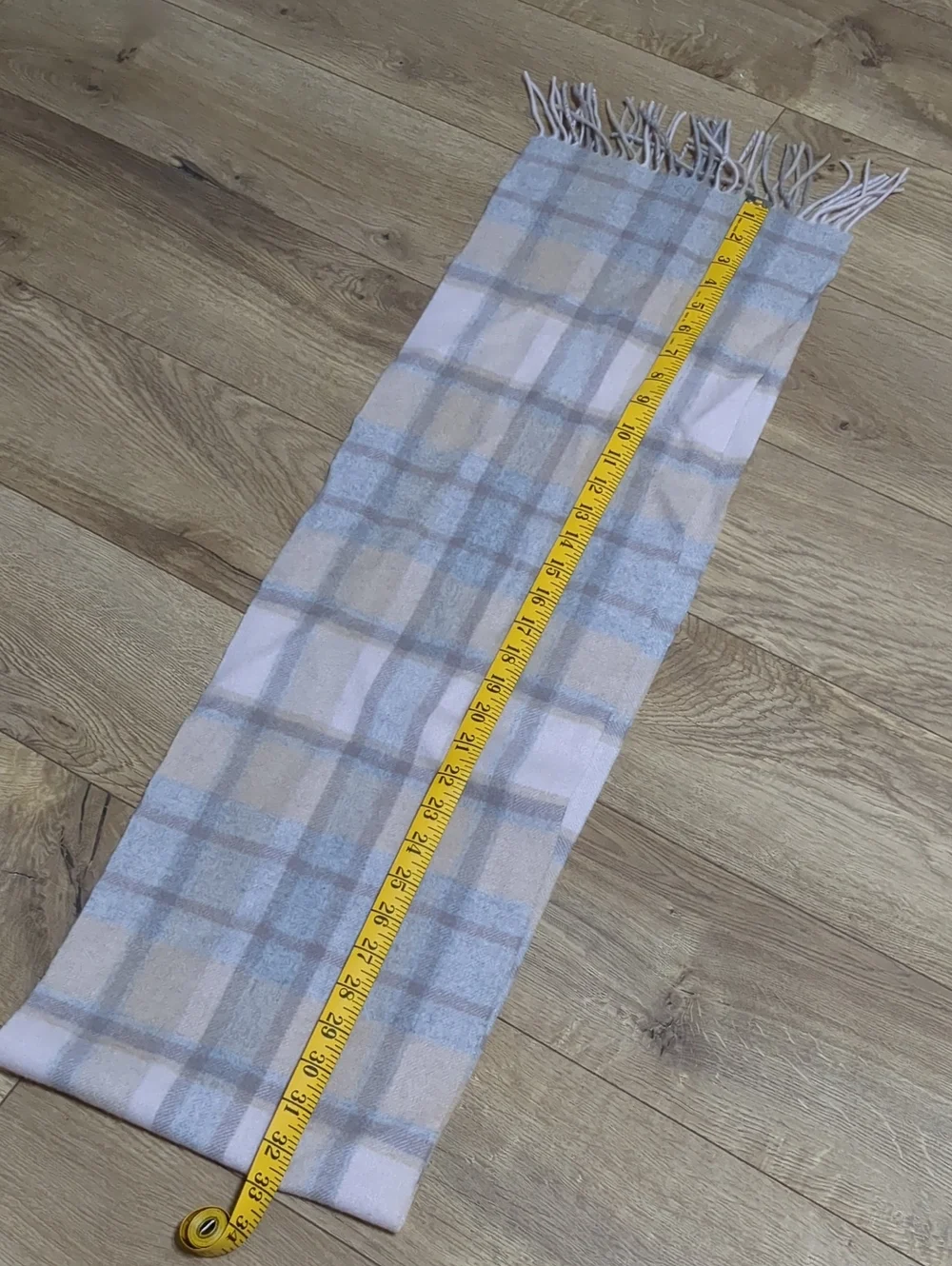 Louisa‎ Perini 100% Cashmere Grey Pink Plaid Scarf